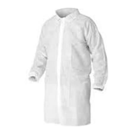 Keystone Safety HD Polypropylene Lab Coat, No Pockets, Elastic Wrists, Snap Front, Single Collar, White, 3XL, 30/CS LC0-WE-NW-HD-3XL